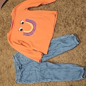 Orange Graphic Top and Jogger Jeans